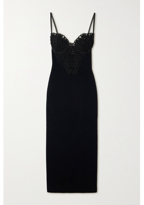 Galvan - Spiral Appliquéd Ribbed Jersey Maxi Dress - Black - x small,small,medium,large,x large