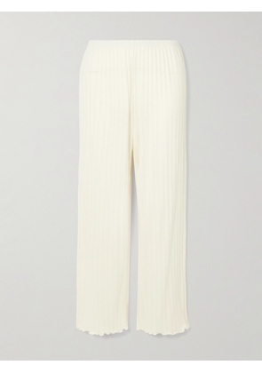 Eberjey - Ribbed Pointelle-knit Pima Cotton And Tencel™ Modal-blend Wide-leg Pajama Pants - White - x small,small,medium,large,x large