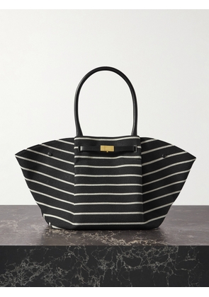 DeMellier - + Net Sustain New York Leather-trimmed Striped Canvas Tote - Black - One size
