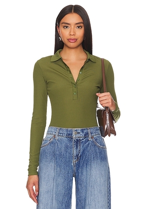 ALLSAINTS Hallie Long Sleeve Polo in Green. Size 10, 2, 4, 6, 8.