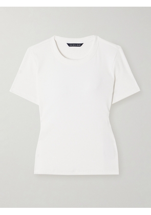 Veronica Beard - Pruitt Ribbed Stretch Pima Cotton-jersey T-shirt - White - x small,small,medium,large,x large