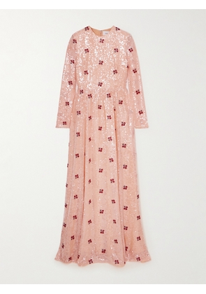 Erdem - Gathered Sequined Crepe De Chine Gown - Pink - UK 6,UK 8,UK 10,UK 12,UK 14,UK 16,UK 18,UK 20,UK 22