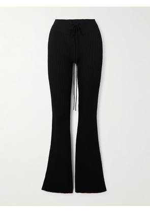 Stella McCartney - + Net Sustain Ribbed-knit Flared Pants - Black - xx small,x small,small,medium,large