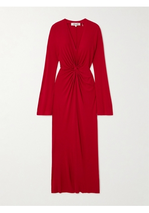 Diane von Furstenberg - Lauren Knotted Jersey Maxi Dress - Red - xx small,x small,small,medium,large,x large
