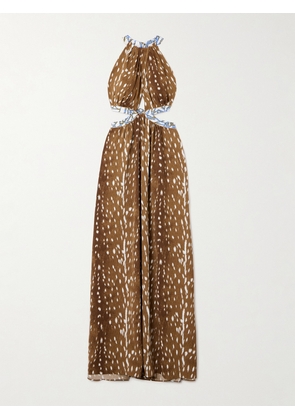 Diane von Furstenberg - Elizabeth Cut-out Printed Twill Halterneck Maxi Dress - Multi - US0,US2,US4,US6,US8,US10,US12,US14