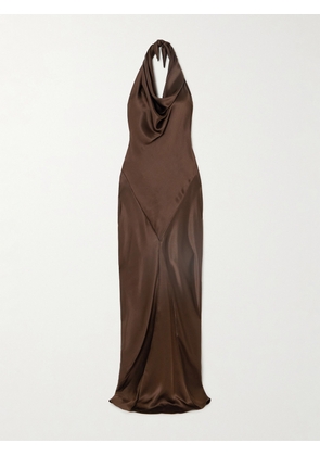 Loewe - Draped Silk-satin Halterneck Gown - Brown - FR34,FR36,FR38,FR40,FR42,FR44