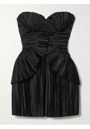 Cult Gaia - Charlique Strapless Plissé-satin Mini Dress - Black - US0,US2,US4,US6,US8