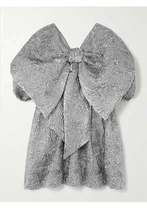 Simone Rocha - Oversized Bow-detailed Metallic Cloqué Mini Dress - Silver - UK 6,UK 8,UK 10,UK 12,UK 14