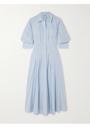 SIMKHAI - Jazz Pleated Cotton-blend Poplin Midi Shirt Dress - Blue - x small,small,medium,large,x large