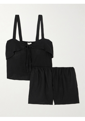 Deiji Studios - Linen Pajama Set - Black - XS/S,S/M,M/L,L/XL
