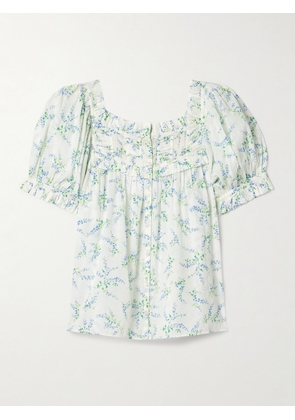DÔEN - Farley Floral-print Organic Cotton-blend Voile Top - Blue - xx small,x small,small,medium,large,x large,xx large