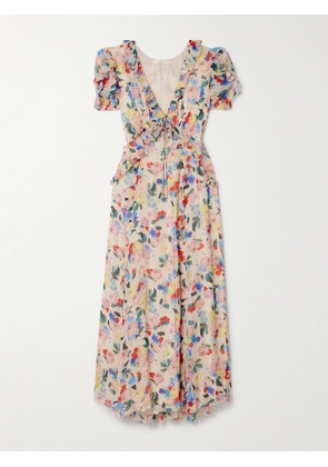 DÔEN - Elisabeth Floral-print Silk-crepon Midi Dress - Multi - US0,US2,US4,US6,US8,US10