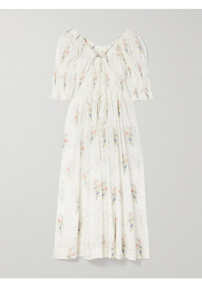 DÔEN - Ischia Floral-print Organic Cotton-voile Midi Dress - White - xx small,x small,small,medium,large,x large,xx large