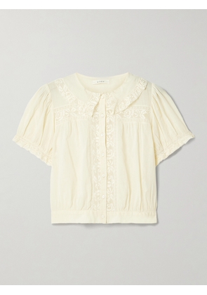 DÔEN - Skylark Cropped Lace-trimmed Organic Cotton-voile Top - Neutrals - xx small,x small,small,medium,large,x large,xx large