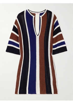 Eres - Diego Striped Cotton-blend Mini Dress - Blue - small,medium,large