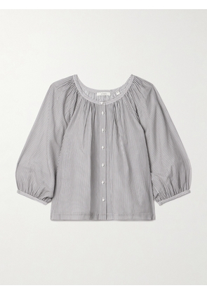DÔEN - Jiana Striped Cotton-blend Blouse - Gray - xx small,x small,small,medium,large,x large,xx large