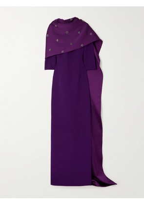 Safiyaa - Cosette Embellished Stretch-crepe And Satin Gown - Purple - FR38,FR40,FR42