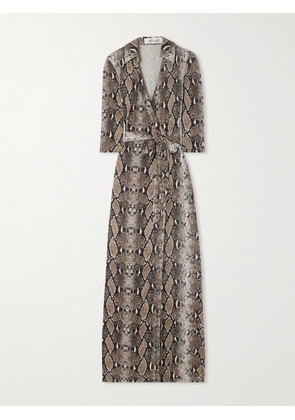 Diane von Furstenberg - Abigail Snake-print Silk-jersey Maxi Wrap Dress - Brown - xx small,x small,small,medium,large,x large