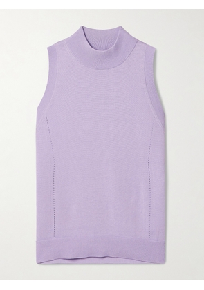 Carolina Herrera - Silk And Cotton-blend Turtleneck Tank - Purple - x small,small,medium,large,x large