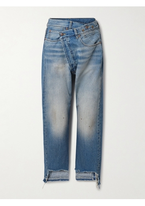 R13 - Crossover Asymmetric Distressed Boyfriend Jeans - Blue - 24,25,26,27,28,29,30,31