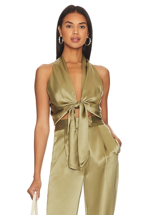 The Sei Sleeveless Tie Front Blouse in Sage. Size 4, 8.