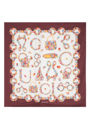Gucci GG-jacquard floral silk scarf - Red