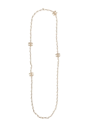 CHANEL Pre-Owned CC pearl-embellished chain necklace - Gold