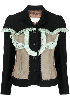Maison Margiela patchwork wool-blend fitted jacket - Black