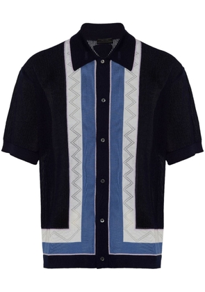 Prada stripe-detail cashmere polo shirt - Blue
