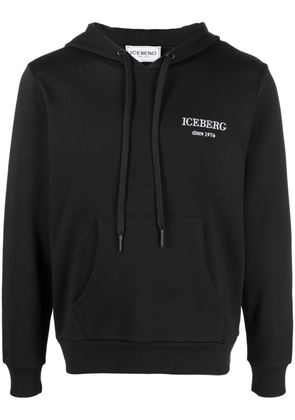 Iceberg logo-print hoodie - Black