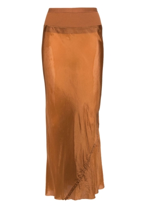 Rick Owens elasticated-waist satin midi skirt - Orange
