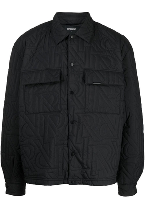 Represent logo-quilted overshirt - Black