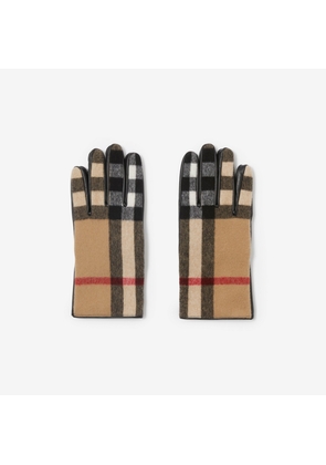 Burberry Exaggerated Check Wool and Leather Gloves