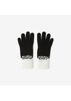 Burberry Logo Intarsia Two-tone Cashmere Gloves