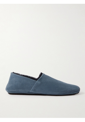 Mr P. - Babouche Shearling-Lined Suede Slippers - Men - Blue - UK 7