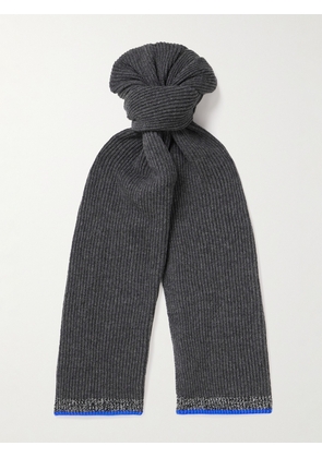 Johnstons of Elgin - Striped Ribbed Cashmere Scarf - Men - Gray