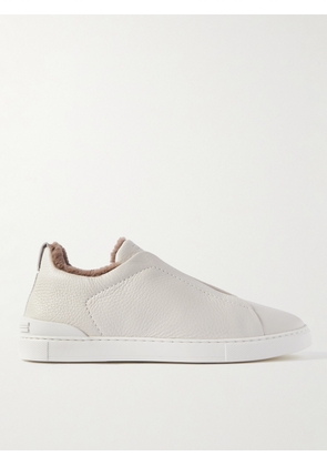 Zegna - Triple Stitch™ Shearling-Lined Leather Sneakers - Men - White - UK 7