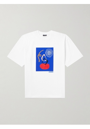 Jacquemus - Cuadro Logo-Print Embroidered Cotton-Jersey T-Shirt - Men - White - XS