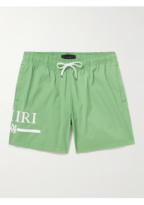 AMIRI - Straight-Leg Mid-Length Logo-Print Swim Shorts - Men - Green - XS