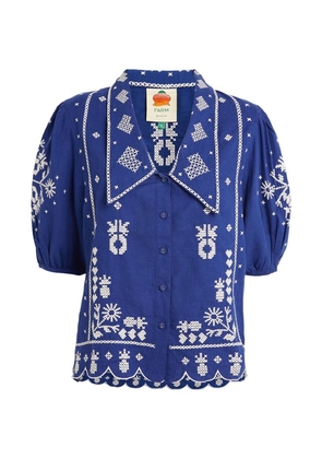 Farm Rio Linen-Blend Embroidered Shirt
