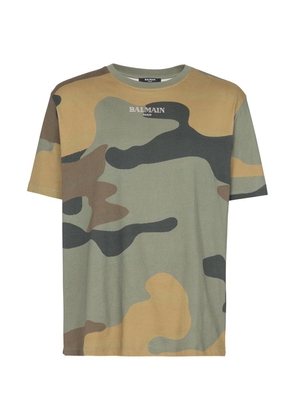 Balmain Cotton Camouflage Logo T-Shirt