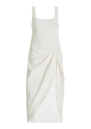 Anemos - The Selene Draped Linen-Blend Midi Dress - White - S - Moda Operandi