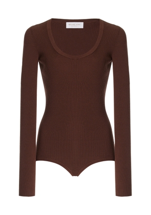 Michael Kors Collection - Jersey Scoop-Neck Bodysuit - Brown - L - Moda Operandi