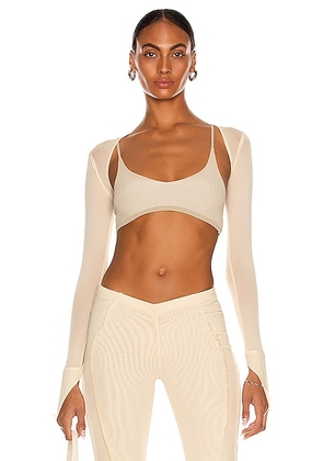 SAMI MIRO VINTAGE V Cut Shrug in Nude - Nude. Size XS (also in S).