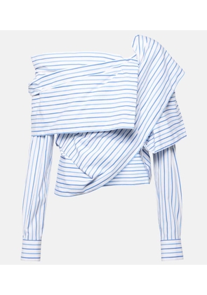 Dries Van Noten Striped off-shoulder cotton poplin shirt