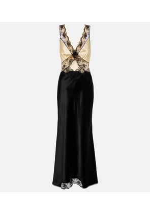 SIR Aries lace-trimmed cutout silk maxi dress