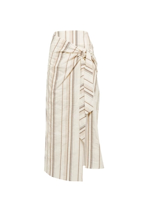 Brunello Cucinelli Striped cotton and linen skirt