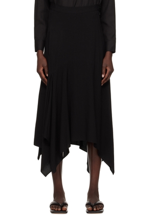 Y's Black Asymmetric Midi Skirt