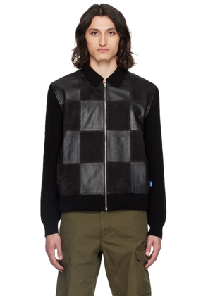 Awake NY Black Checkered Leather Jacket