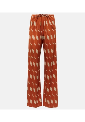 Dries Van Noten Printed silk-blend straight pants